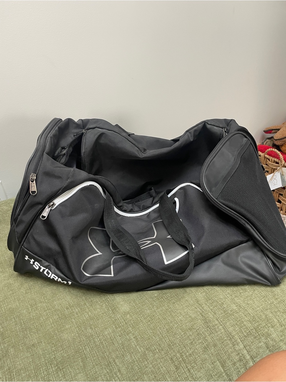 Under Armour Black Duffel Bag with White Trim